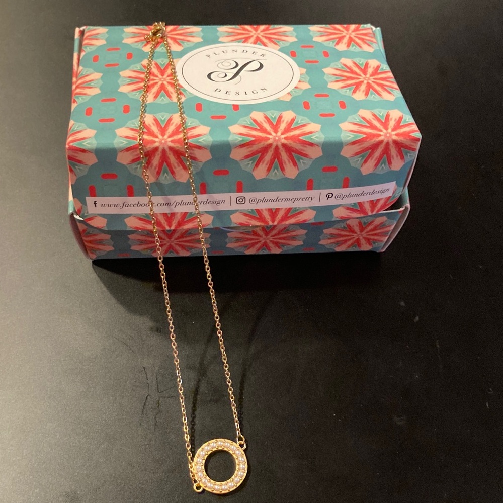 Plunder Gold Crystal Circle Pendant Necklace